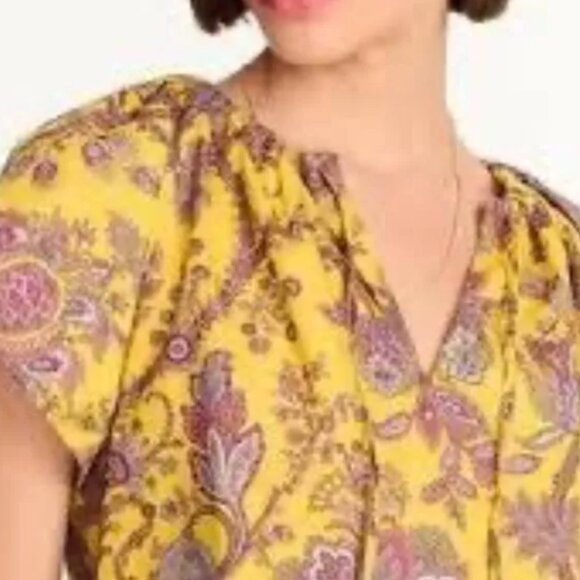 J.Crew Collection Poplin Ratti Top Shirt Size Small Yellow Pink Cotton Blouse - Picture 4 of 4